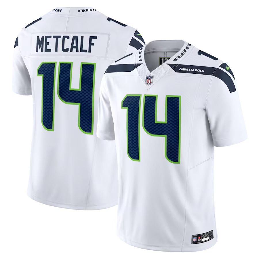 Men Seattle Seahawks #14 DK Metcalf Nike White Vapor F.U.S.E. Limited NFL Jersey